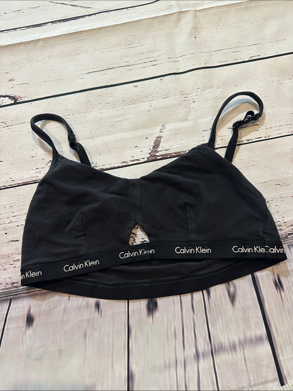 Calvin Klein Black Seamless Cotton Bralette with Logo Band
